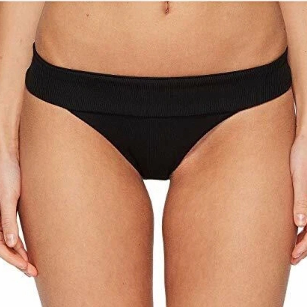 NWOT L*SPACE Classic Black Ribbed Veronica Bikini Bottom